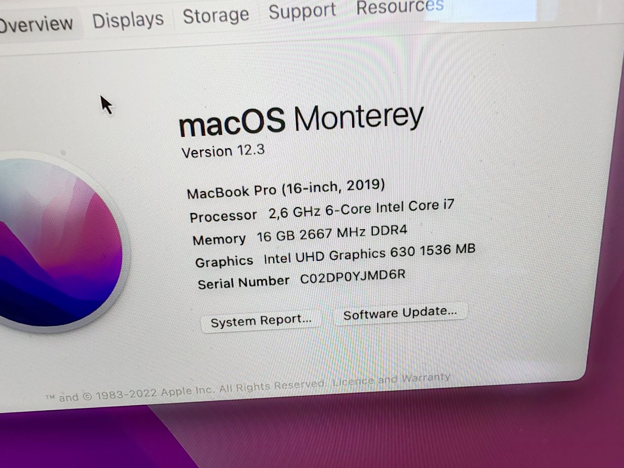 Macbook Pro 2019 16 inch stare foarte bună 16 gb ram SSD 512 Intel i7