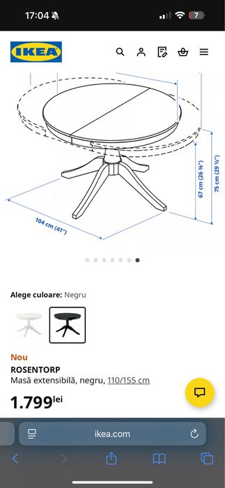 Masa lemn masiv extensibila Ikea