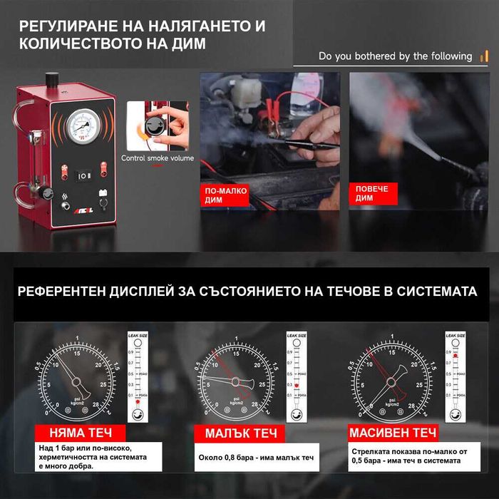 Машина за пушек | Димогенератор за откриване на утечки с дим и въздух