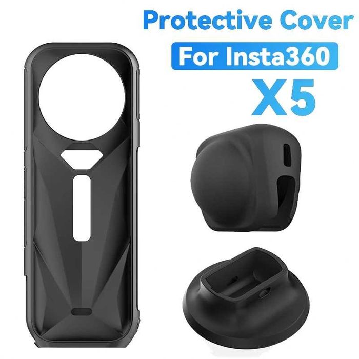 Husa silicon + protectie obiective + stand pentru camera Insta360 X5