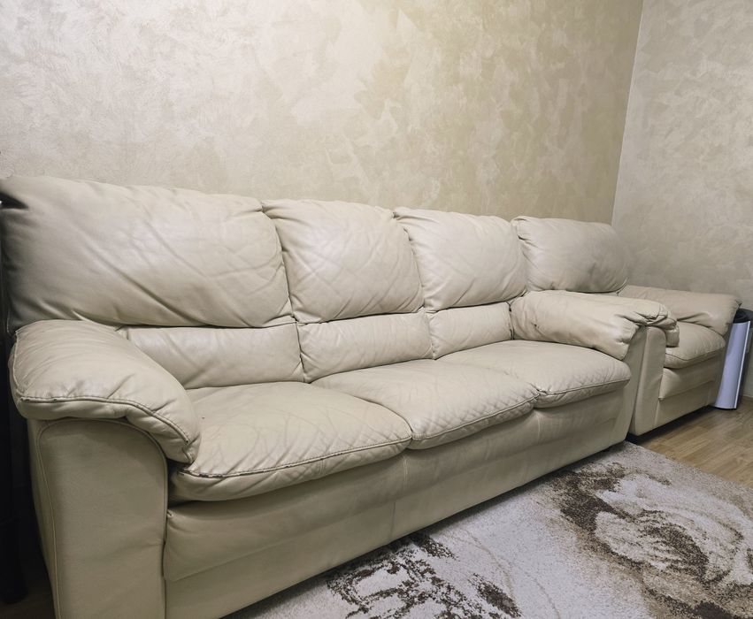 Pat extensibil și fotoliu piele naturală MobExpert