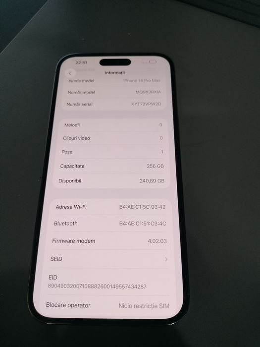 iPhone 14 Pro max 256gb Deep Purple Impecabil