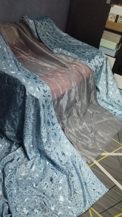 Шторы портьеры серебристо голубые