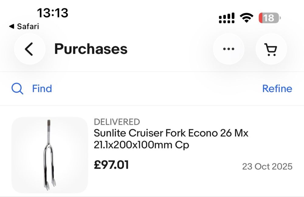 Sunlite Cruiser Fork Econo 26 Mx 21.1x200x100mm Cp filet