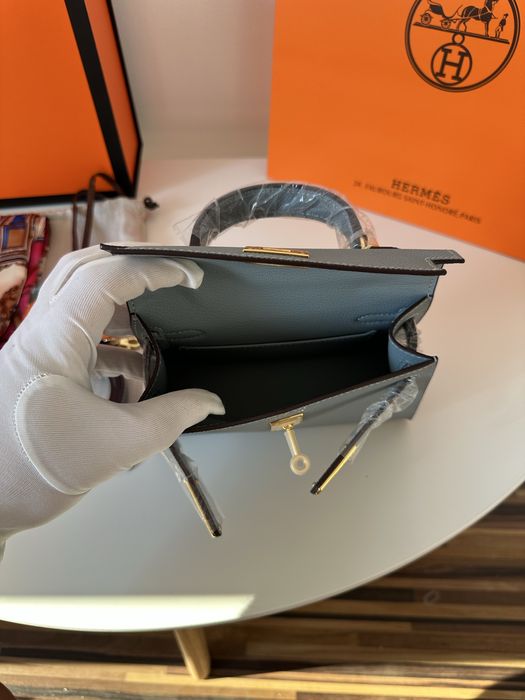 Geanta Hermes Kelly 19cm Light Blue