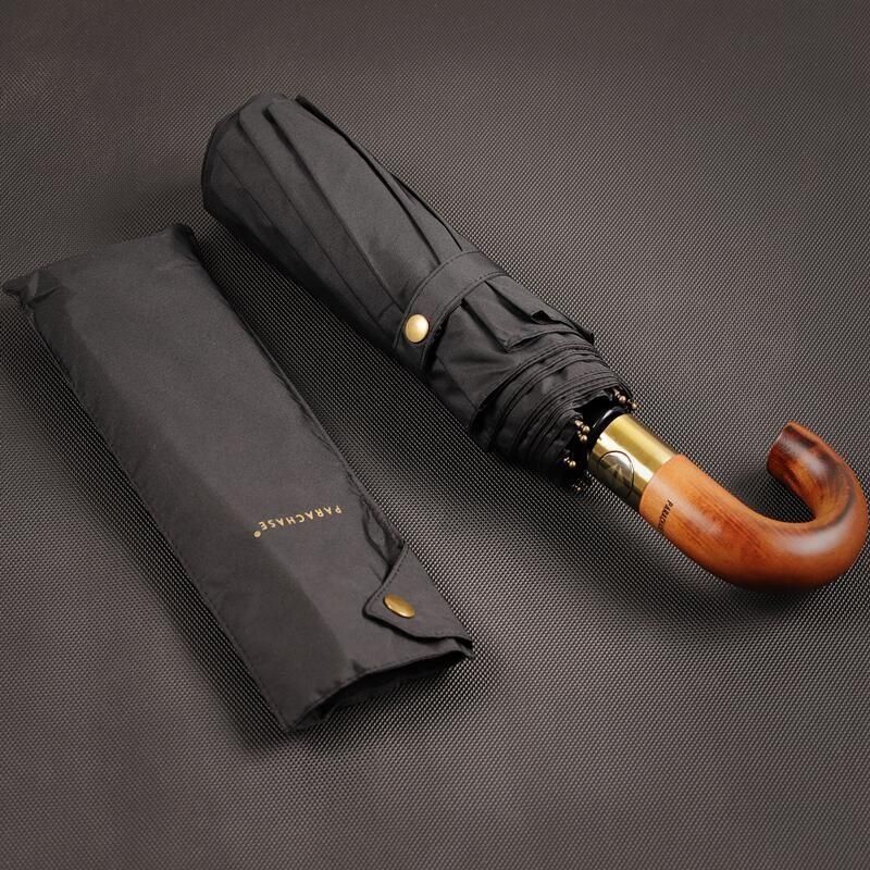 Качественный зонт с деревянной ручкой крюк