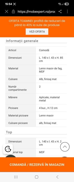Comodă și 2 noptiere Mobexpert