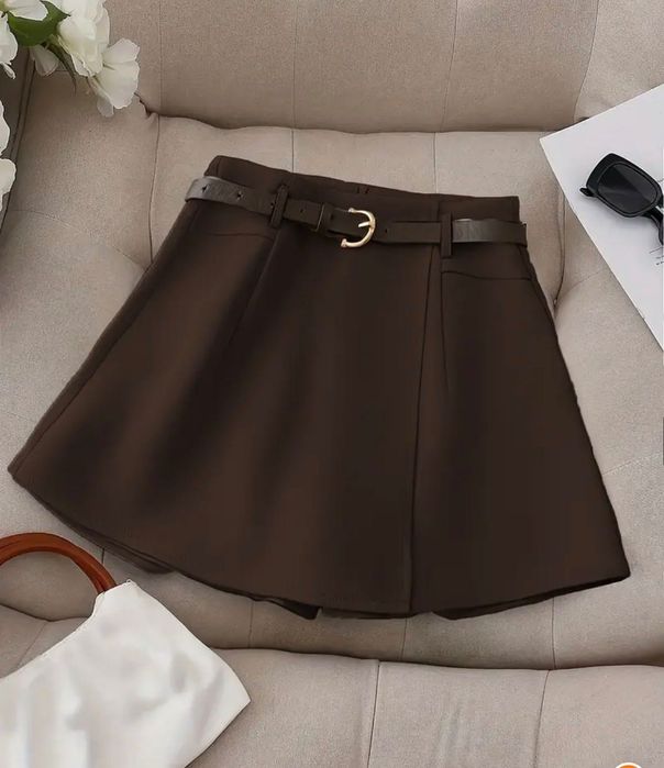 Кафява пола-панталон с колан S и M размер