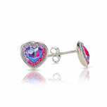 Дамски Сребърни Обеци със Сърца Сваровски/Swarovski