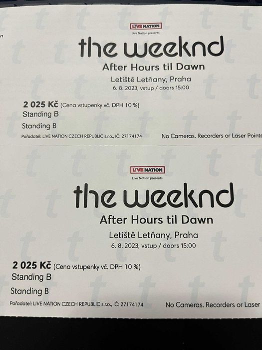 Два билета за The Weeknd в Прага