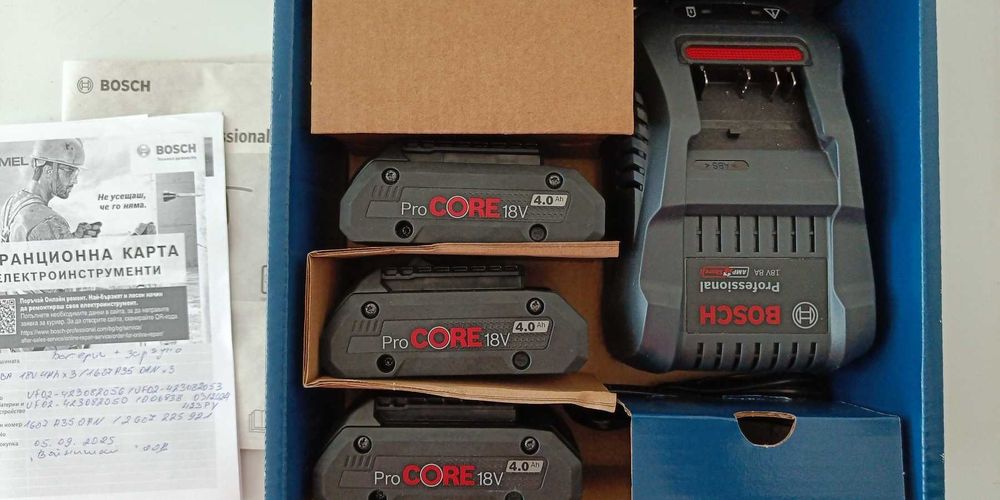 Батерия BOSCH GBA и ProCORE  18V 4A,  зарядно BOSCH GAL 1880 CV