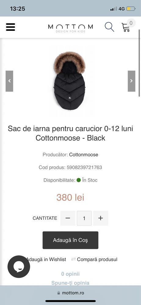 Babyzen- Sac de iarna pentru carucior 0-12 luni Cottonmoose - Black