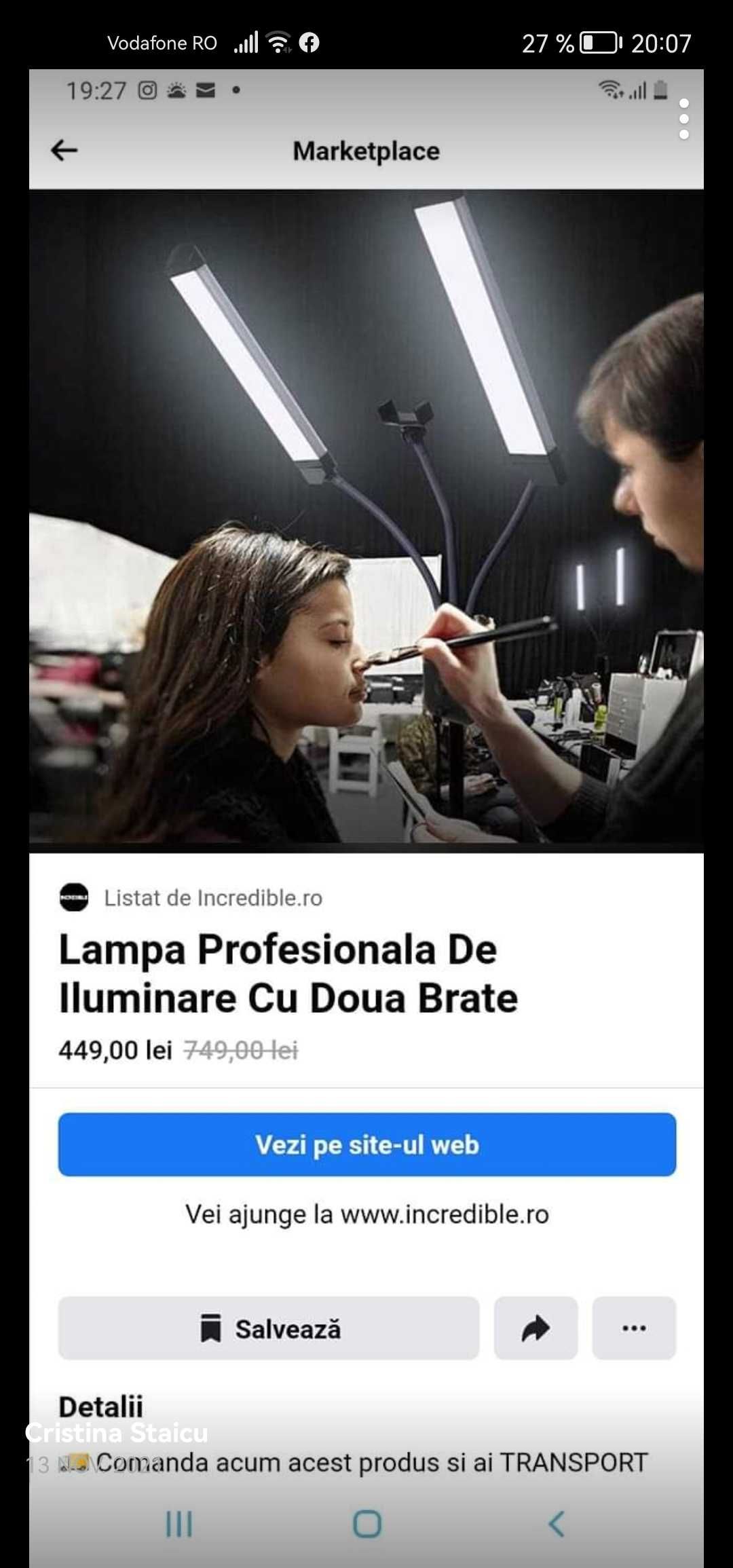 Vand lampă cosmetica