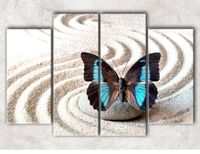 СКИДКА.Модульная картина холст "Бабочка на песке" 130*190 см дизайн