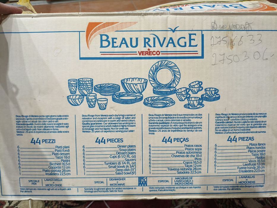 Сервиз Duralex eau rivage set 44 pieces