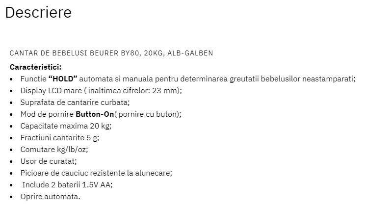 Cantar de bebelusi BEURER BY80, 20kg, alb-galben, garantie