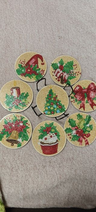 Set 8 suporturi cani/pahare Craciun