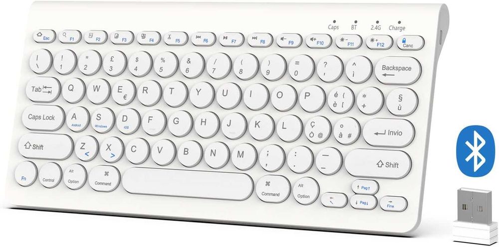 Безжична клавиатура Bluetooth + 2.4G, презареждаема, компактна
