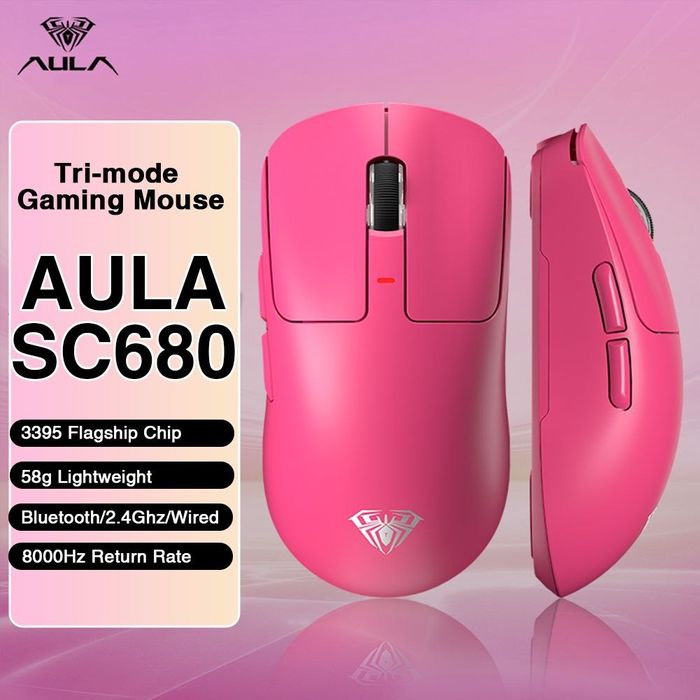 NEW Aula SC680 Pink 26000 dpi 8000Hz + Dongle