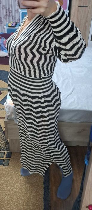 Rochie deosebita de toamna-primavara, alb-negru, universal, Trendyol