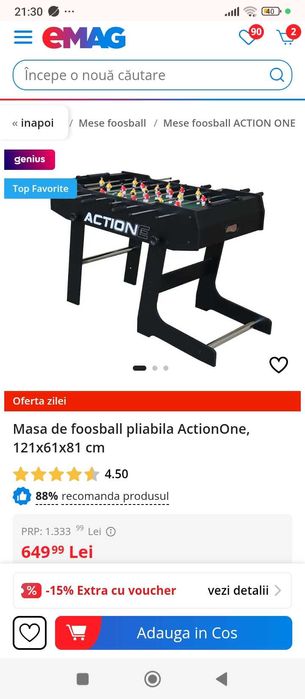 Masa fotbal  foosball Action One