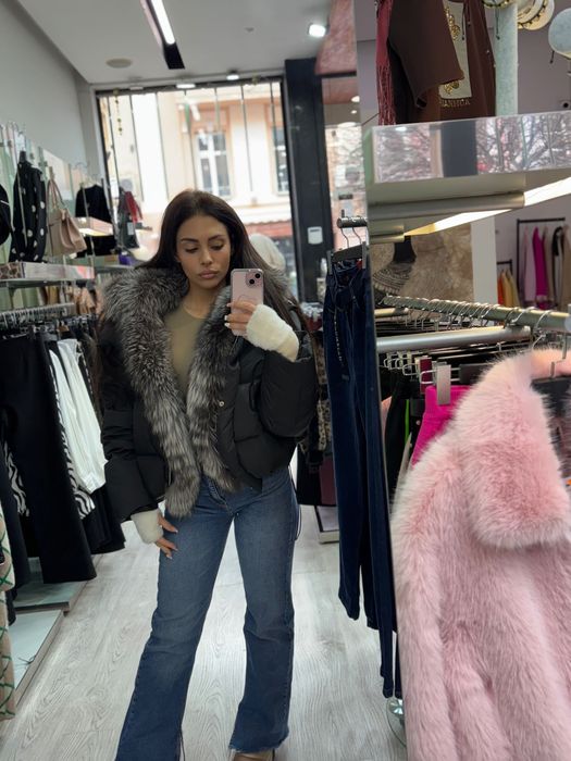 Дамско яке с естествен косъм