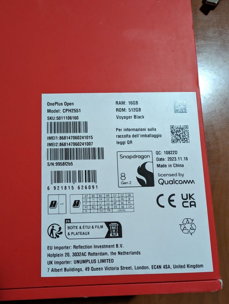 OnePlus Open 512GB memorie, 16GB RAM, Dual Sim, 5G