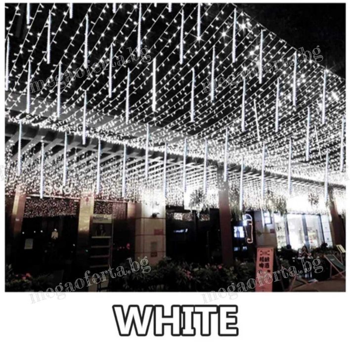 Светещи Лед Висулки Падащ Сняг за Коледна Украса 8Бр.х48см.