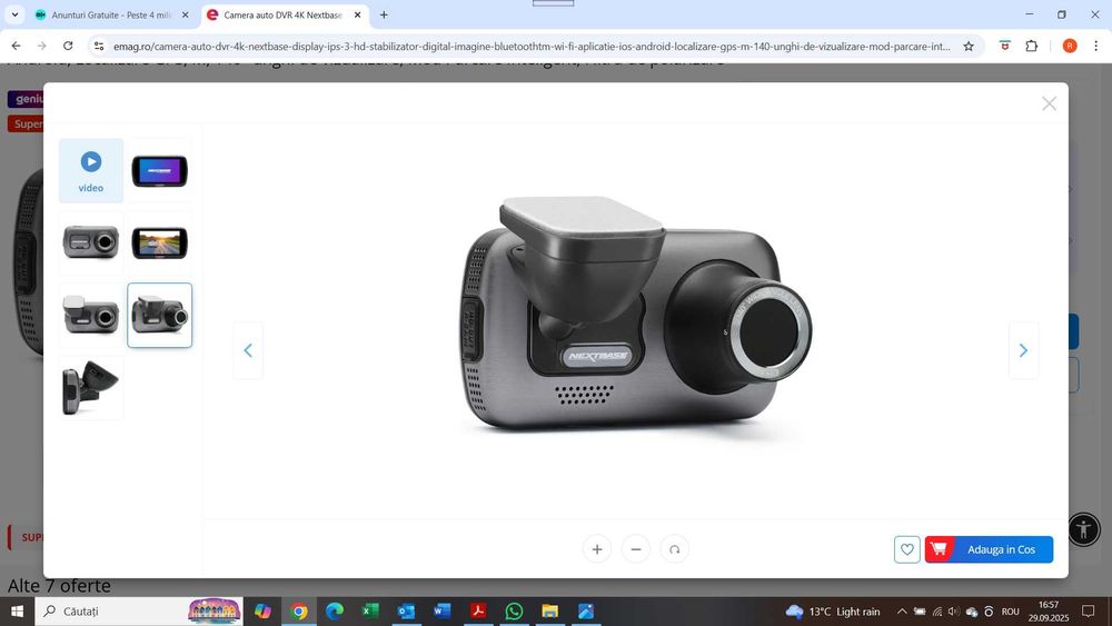 Camera Auto DVR 4K Nextbase NBDVR622GW + Card memorie Nextbase 64GB