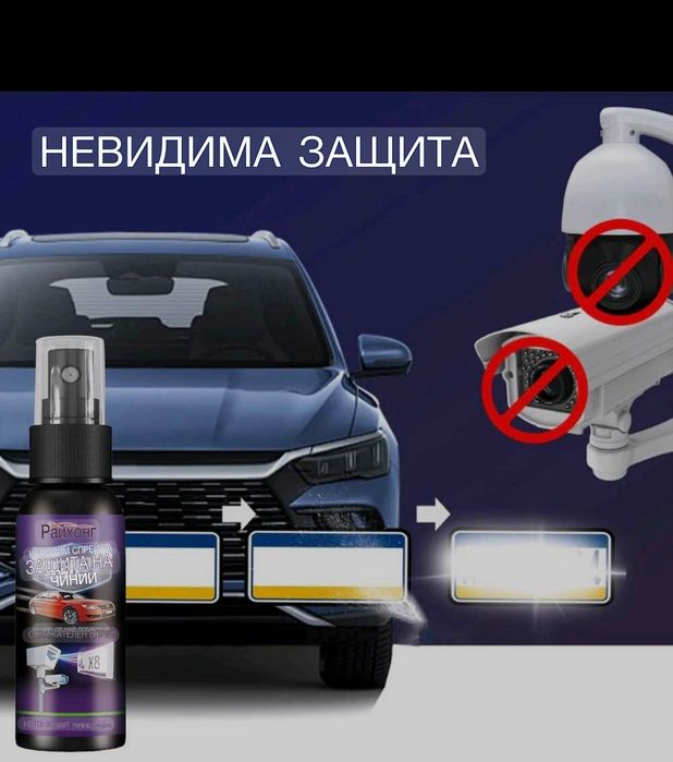 Спрей + Соларен заглушител за невидими регистрационни номера