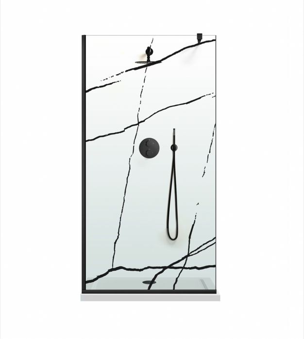 Cabina de dus walk-in Model marble negru, dimensiune 50x195cm