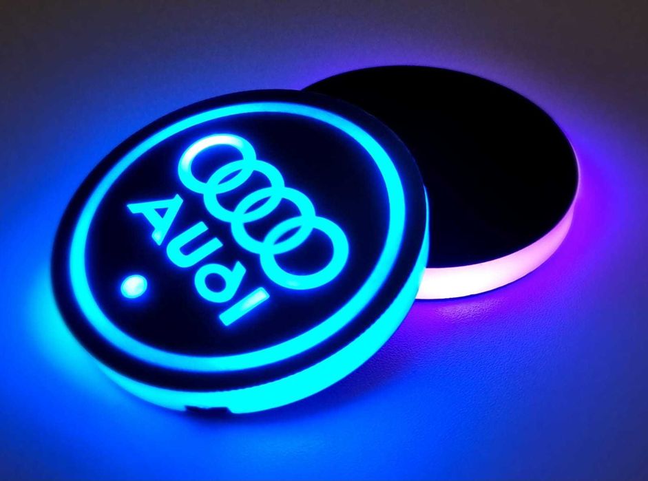 Suport auto pentru pahare cu lumina inteligenta LED cu logo