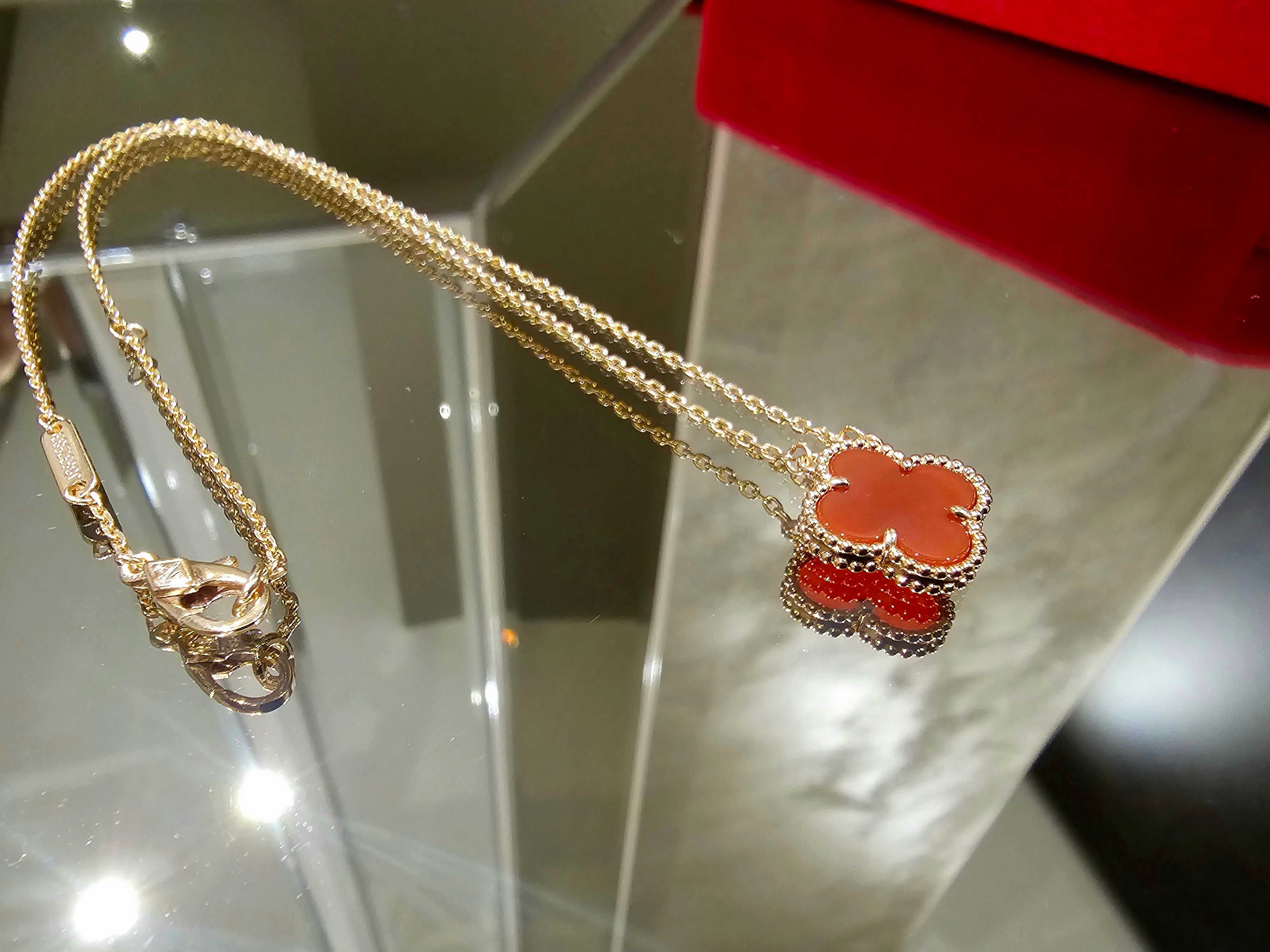 Van Cleef & Arpels VCA Rose Gold Red 1 Alhambra Clover Дамско Колие