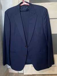 Брючный костюм темно-синий в медную полоску, 52 размер
