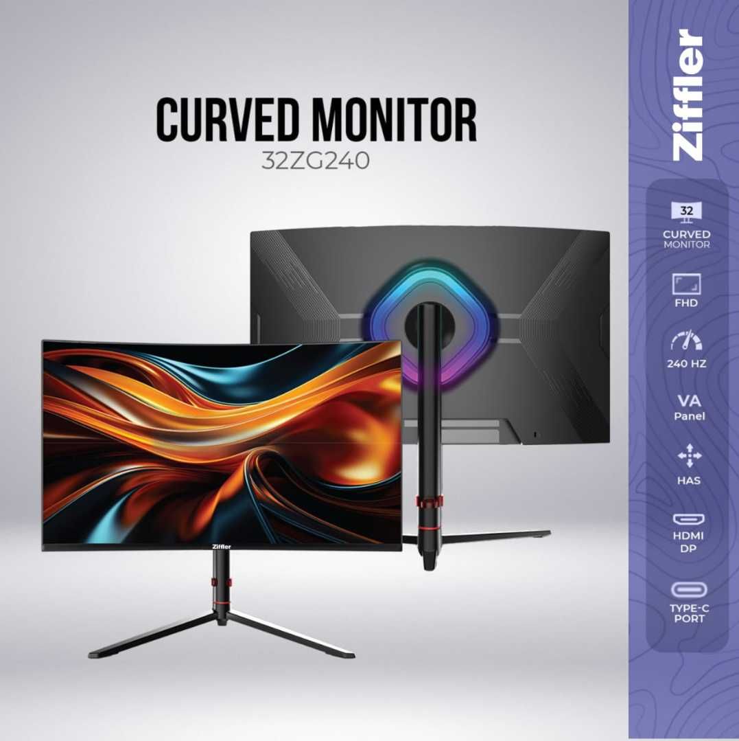 [НОВЫЙ] Монитор Ziffler 32ZG240/ 32" FHD VA Curved 240Hz RGB+HAS Black