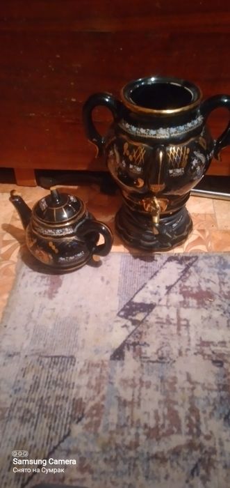 Самовар электрический фарфор на 3 л и чайник заварник в комплекте