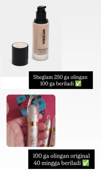 Kosmetika mahsulotlari hammasini olganga 600 ming qilib beraman!!!