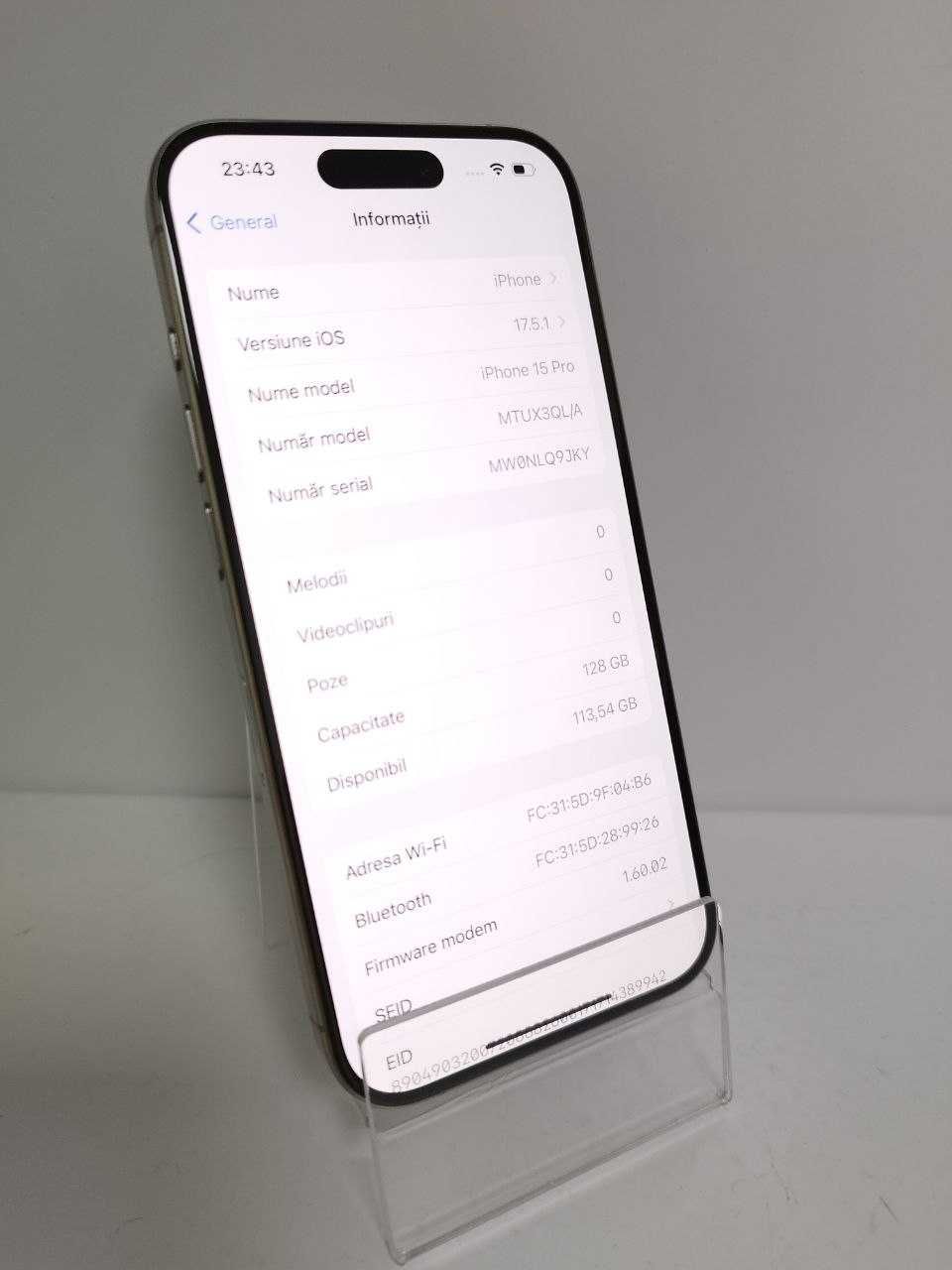 Apple iPhone 15 Pro 128 GB Natural Titanium - Cod 61248