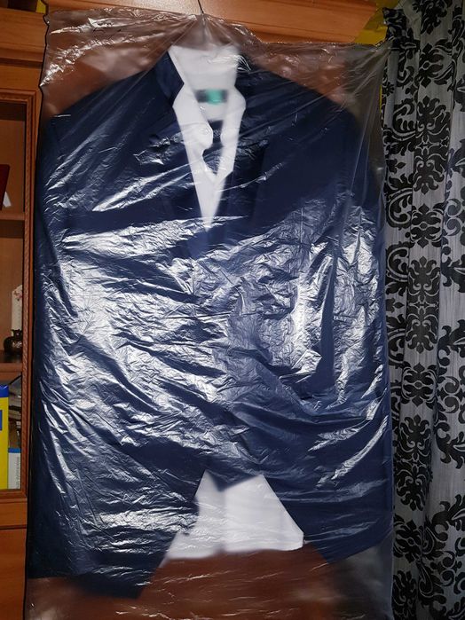 стилен тъмносин мъжки костюм Aggressor, сако гръдна 120 см, ханш 108 с