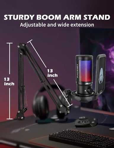 Професионален микрофон за подкасти и YouTube с RGB светлини поп филтър