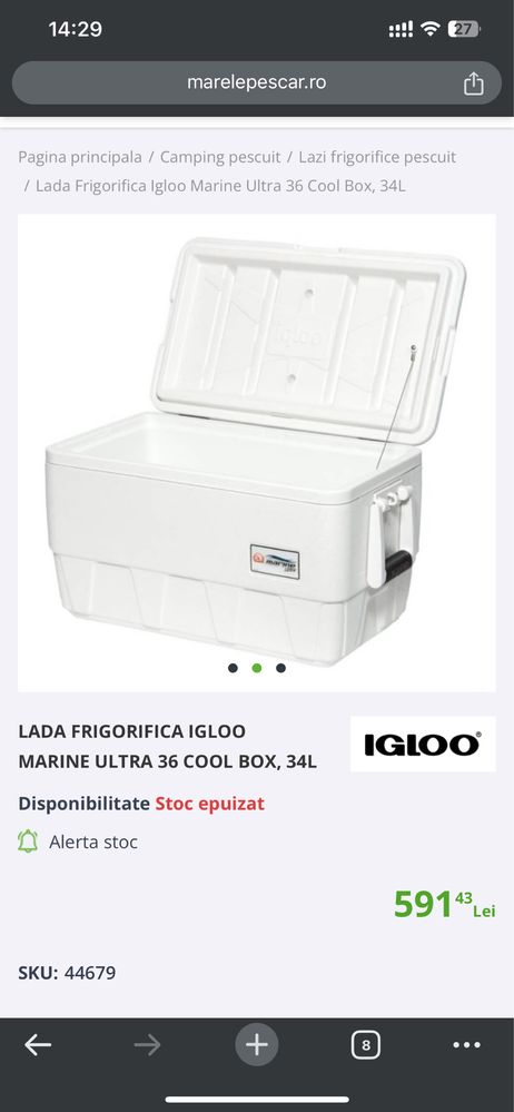 Lada frigorifica Igloo Marine ULTRA 36 COOL BOX, 34L