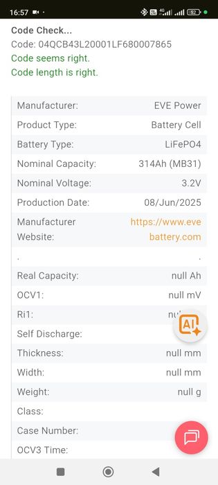 Батерия 16kW Lifepo4 направи си сам EVE 314Ah jkbms