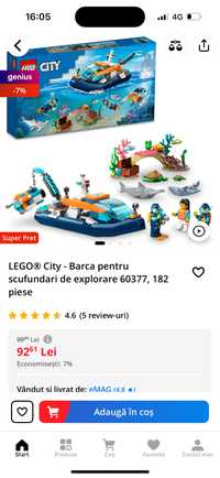LEGO City Barca pentru scufundari de explorare (60377).