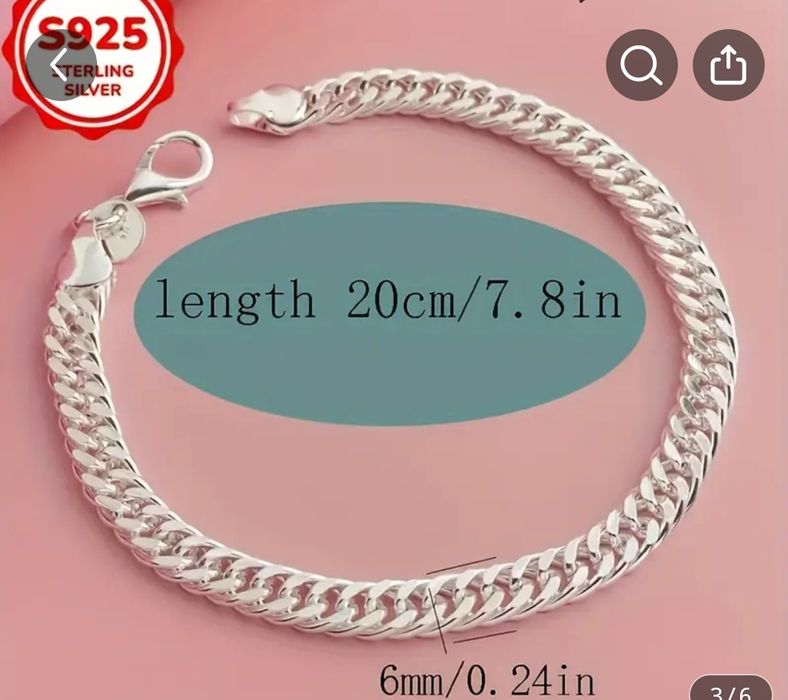 Brățară Ag 925 hipoalergenic,20 cm,unisex.Promo,ultimele bucati!