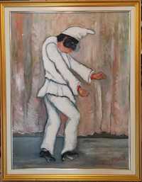 Tablou 1960 Arlechin pictura ulei pe pânză inramat 70x90 cm