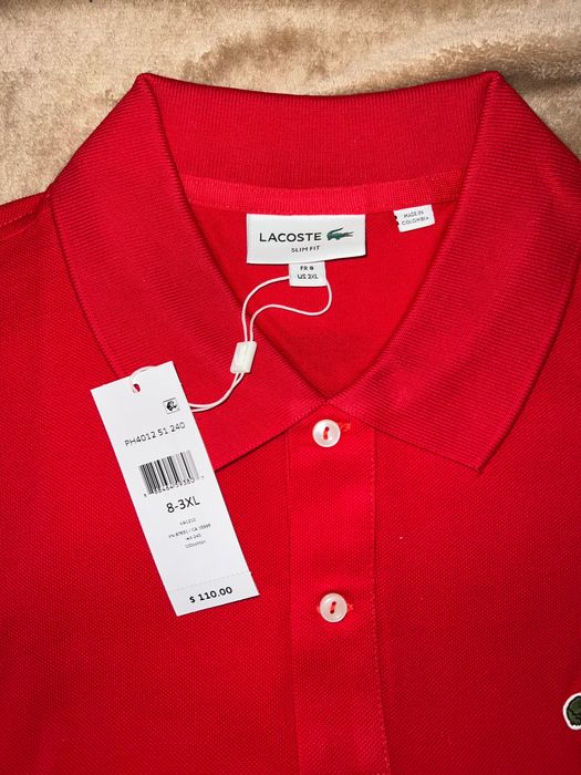 Поло Lacoste красного цвета, размер XXXL.