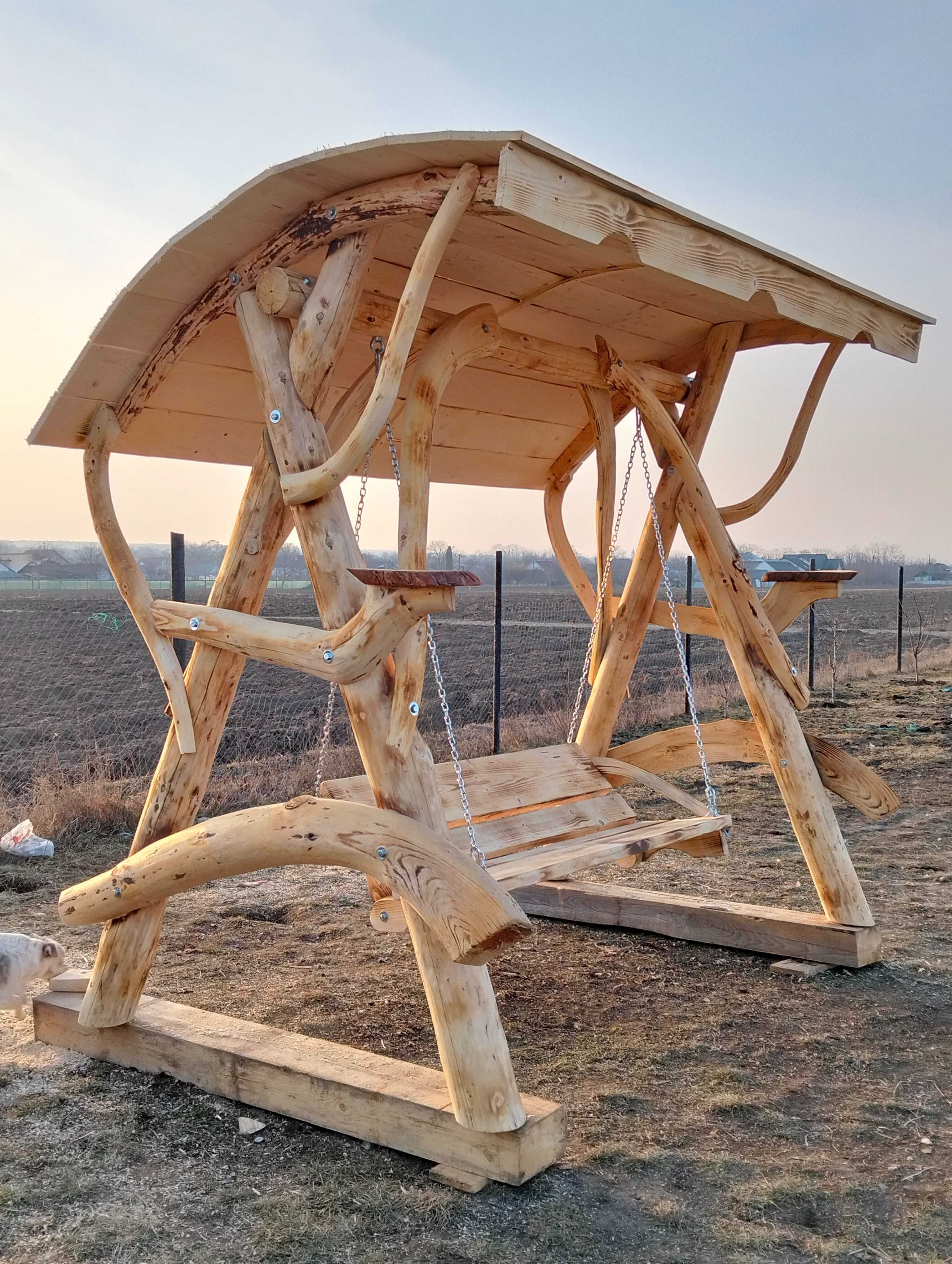 Balansoar rustic din lemn masiv