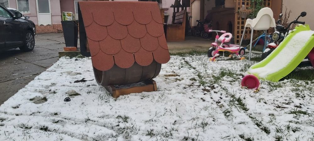 cusca caine lemn ,butoi cusca caine