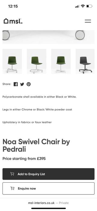 Scaun de birou Pedralli Noa, design Marc Sadler