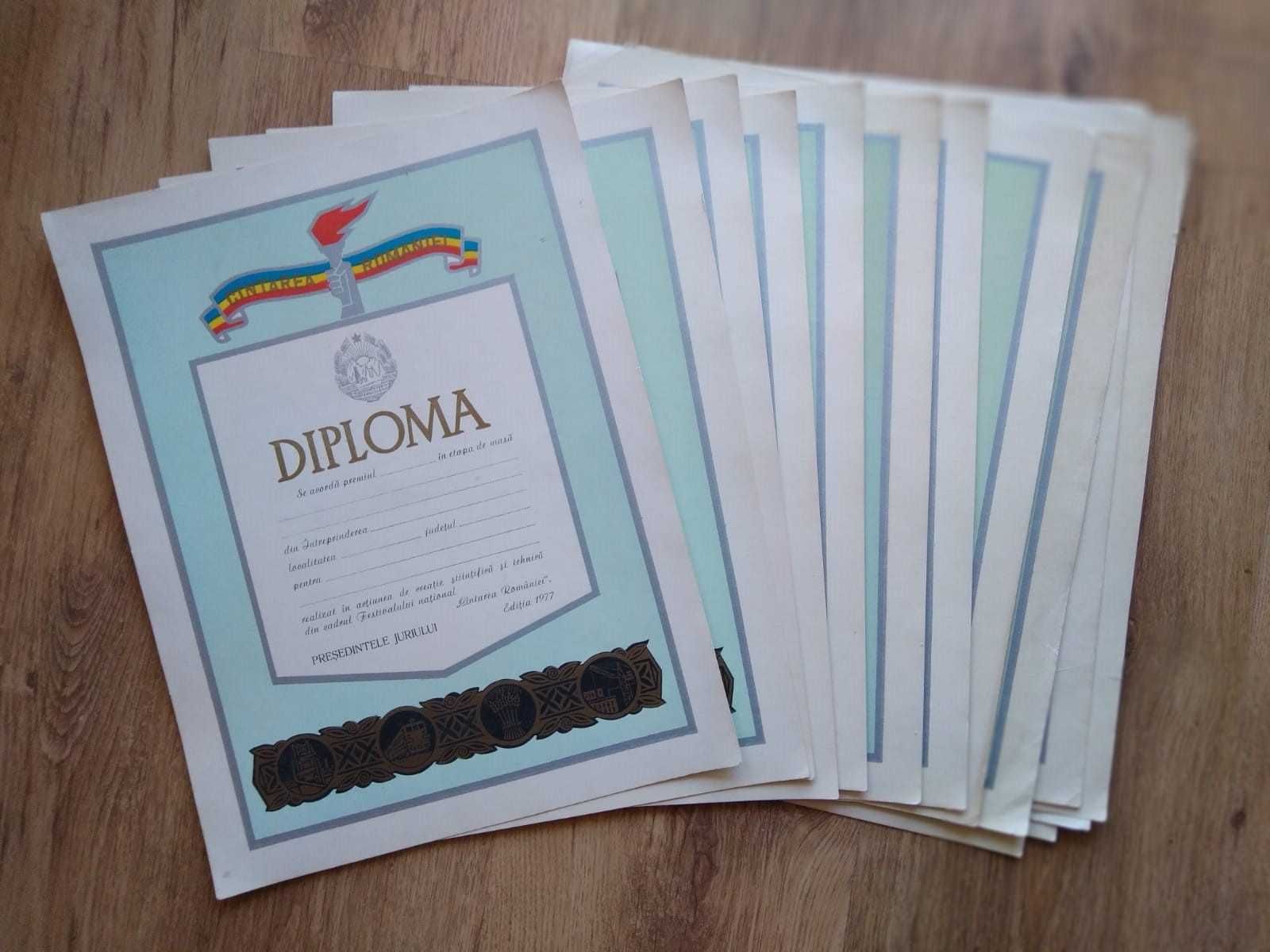 Lot 15 diplome vechi Cîntarea României 1977  RSR comunism  diploma